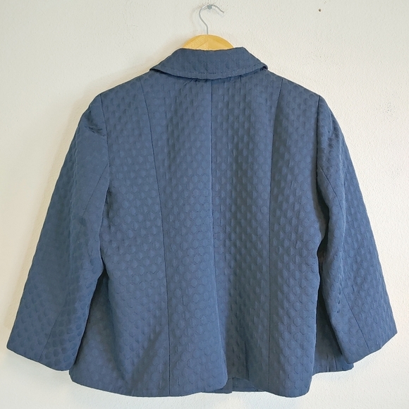 Talbots Blue Polka Dot Textured Cropped Jacket Plus Size 14WP Career Office - Picture 9 of 9